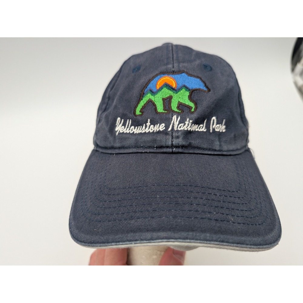 Triangle Sport Headwear Yellowstone National Park Navy Blue Embroidered Bear Hat